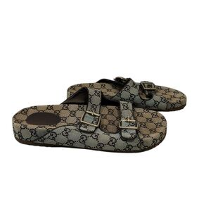 Gucci Mens Blue Canvas Monogram Sandals
